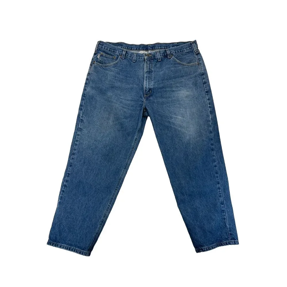 Carhartt Jeans Mens 46x30 B17 DST 100% Cotton Relaxed Fit Tapered Leg Denim Blue